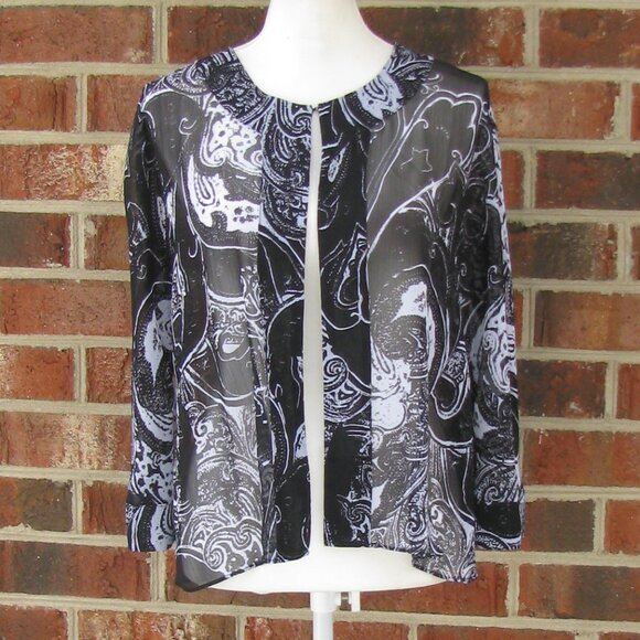 TravelSmith womens lightweight sheer open front paisley topper jacket Medium - Picture 3 of 6